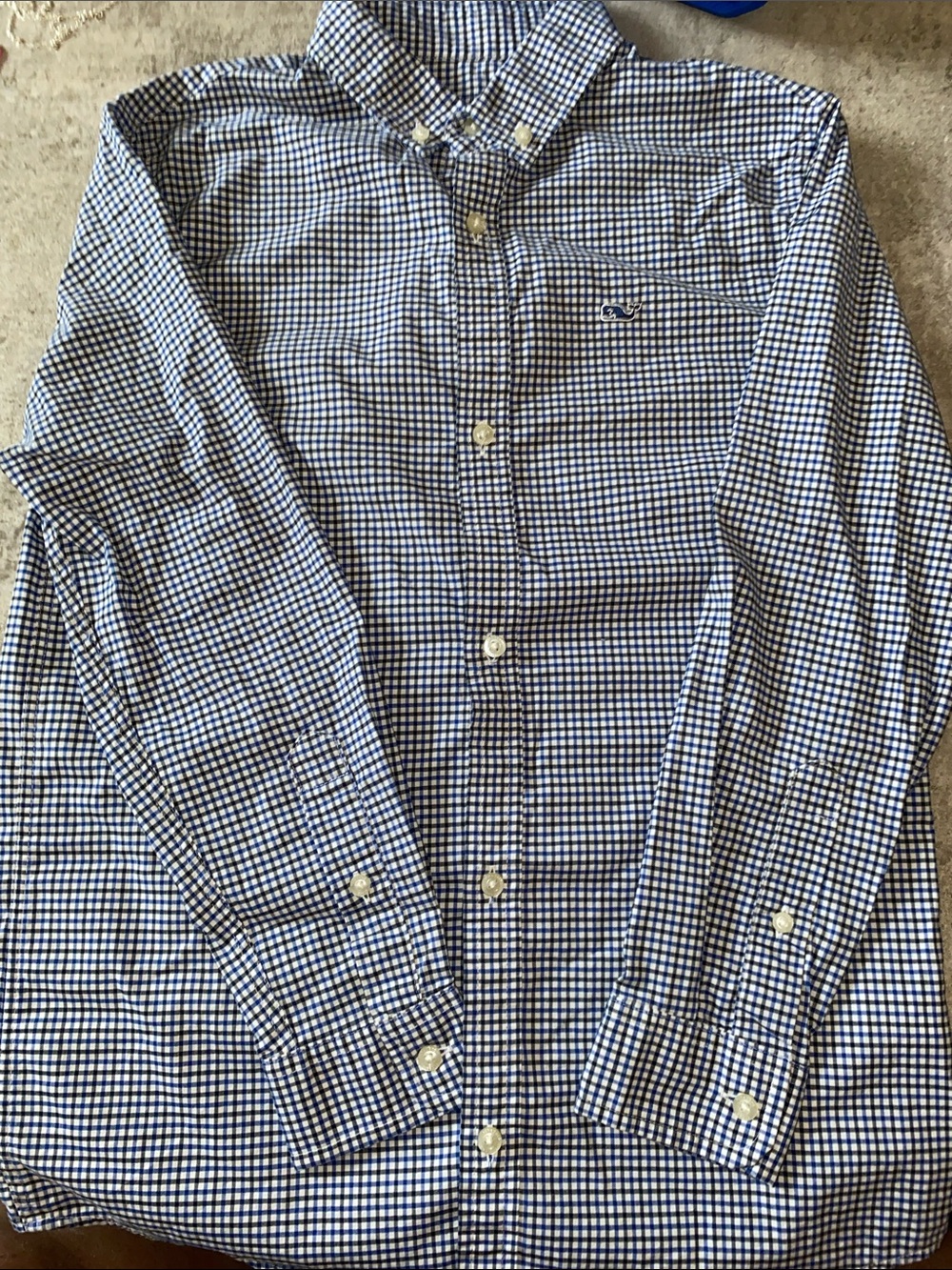 Vineyard Vines Blue and White Gingham Button-Down Shirt